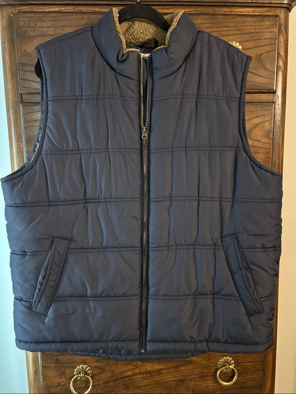 Weatherproof NWOT Men's Navy Quilted Vest with Sherpa Lining, Size XXL